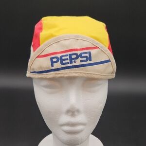 Pepsi Vintage Cycling Cap 80s Hat Yellow Red Blue White